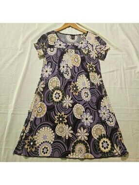 V.1 Couture Women's Floral Pattern Short Sleeve Dress Size L Y2K